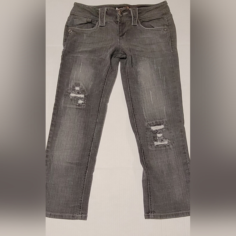 Rewind ~ Gray Distressed Skinny Jeans Sz 7